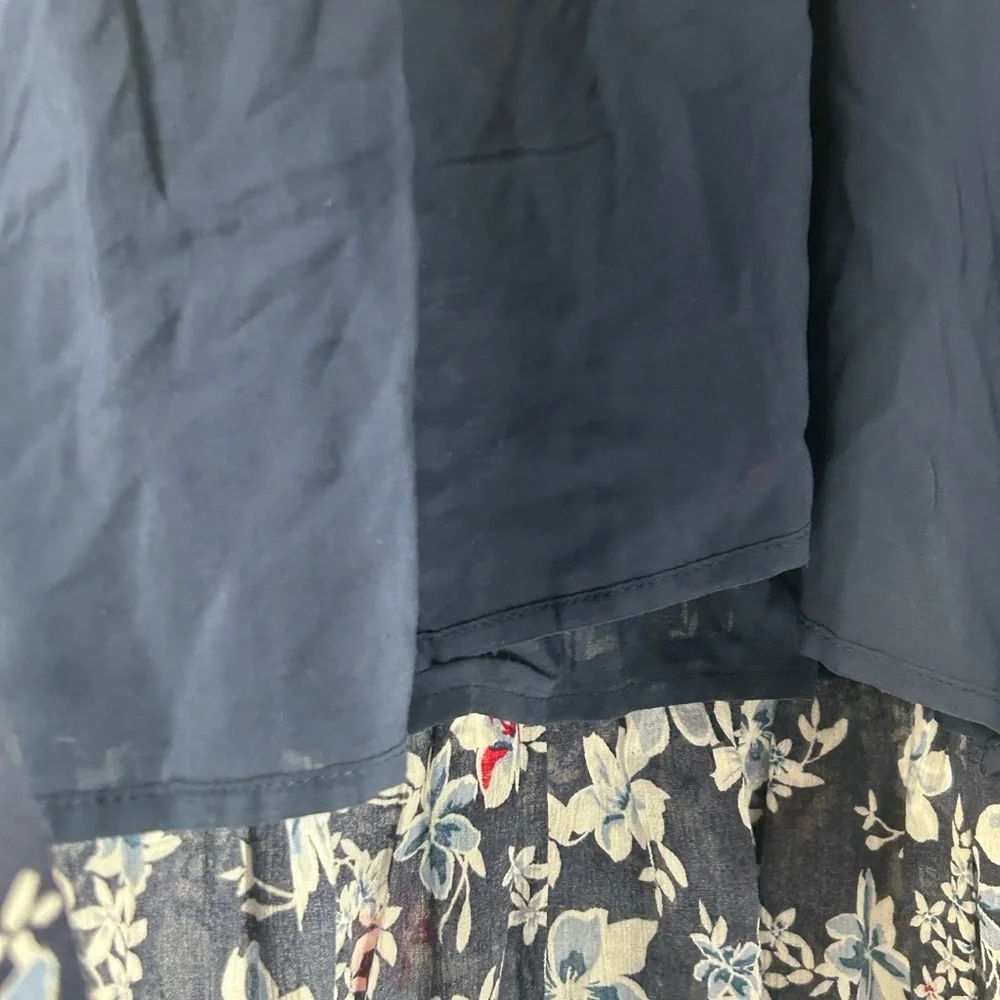 "NWT" J.Jill Navy Floral Maxi Dress Lined With Tie Waist- Size 2X - Picture 9 of 13